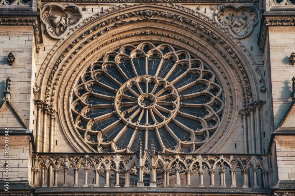 The intricate facade of Notre-Dame Cathedral in Paris, highlighting its Gothic architecture