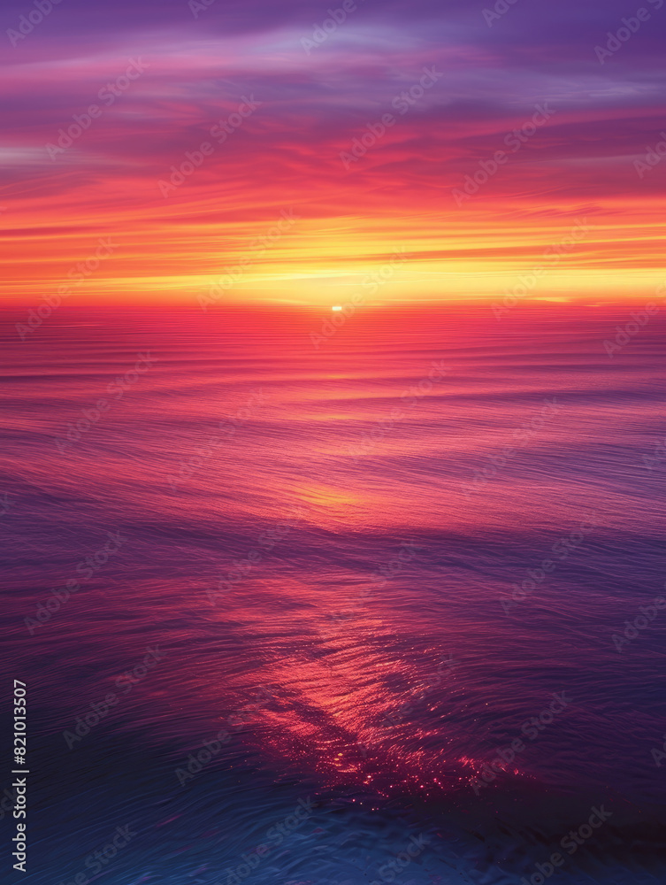 Sunset over the ocean with vibrant colors in the sky.