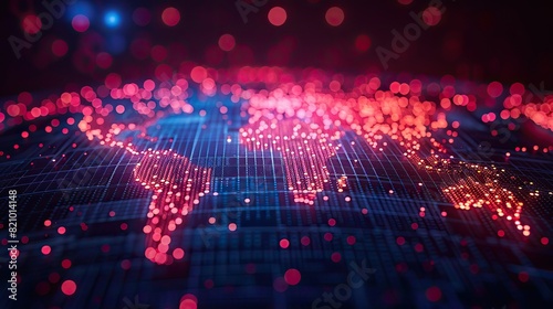 abstract digital world map concept of global network and connectivity on earth data transfer and cyber technology information exchange.illustration stock image photo