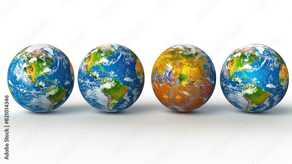 planet earth globes isolated on white geography of the world from space focused on america europe africa and asia elements of this image furnished .stock image