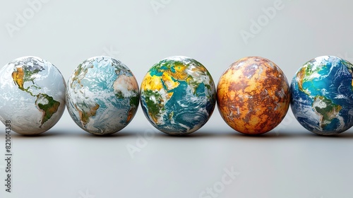 planet earth globes isolated on white geography of the world from space focused on america europe africa and asia elements of this image furnished .illustration stock image