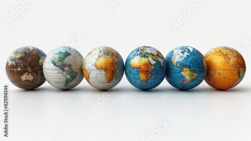 planet earth globes isolated on white geography of the world from space focused on america europe africa and asia elements of this image furnished .stock photo