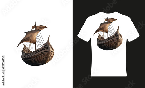 white t-shirt with A boart design photo