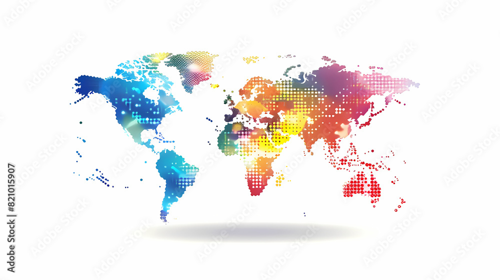 Obraz premium Dotted world map,color world map,Vector design illustration