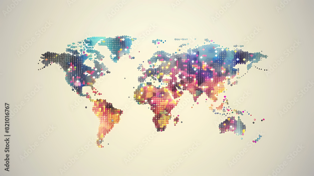 Fototapeta premium Dotted world map,color world map,Vector design illustration