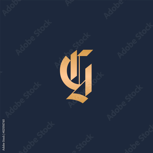 G initial logo blackletter with gold color.e