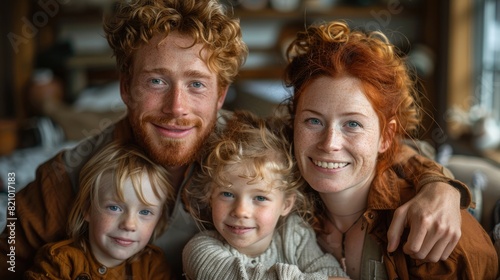 Red-Haired Family Enjoying Cozy Indoor Time Together
