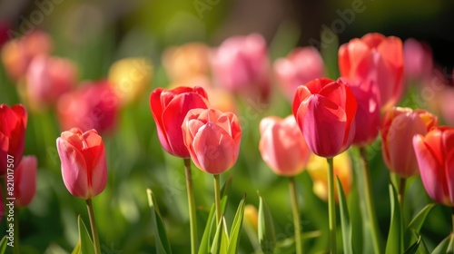 Vibrant Tulip Garden in Spring Bloom