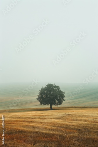 A minimalist style landscape of a lonely tree.