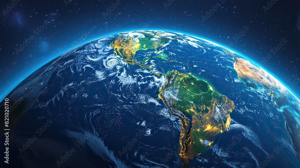 planet earth globe highly detailed satellite view of the world focused on north and south america elements of this image furnished .illustration stock image