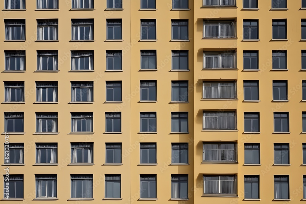 Facade of a huge building with windows