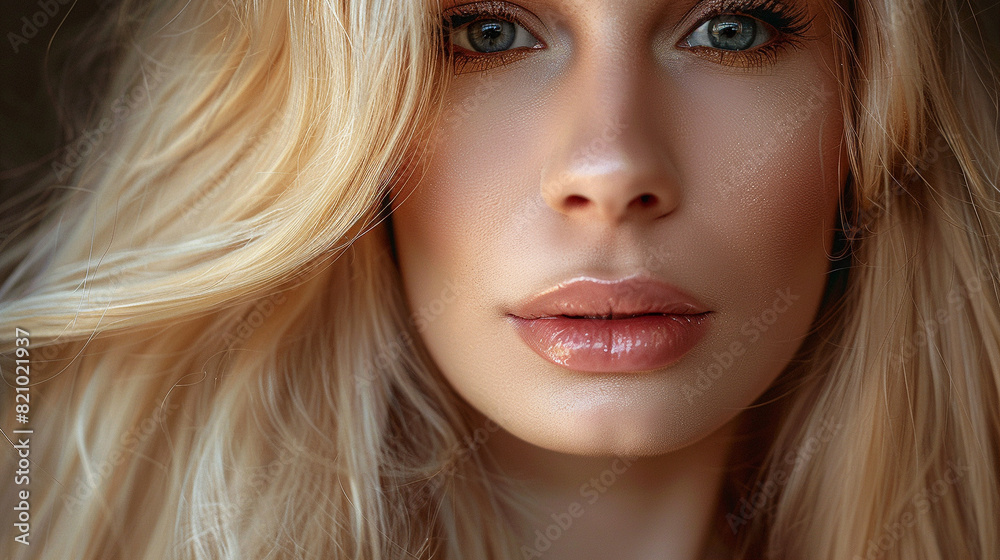 Beautiful blonde woman with blue eyes close-up portrait in natural light for people category Beautiful blonde woman with blue eyes close-up portrait in natural light for people category