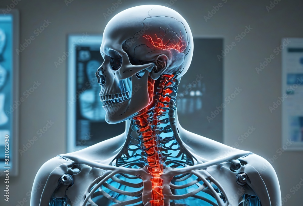 High-Resolution Anatomical Model of a Human Skull with Exposed Spine ...