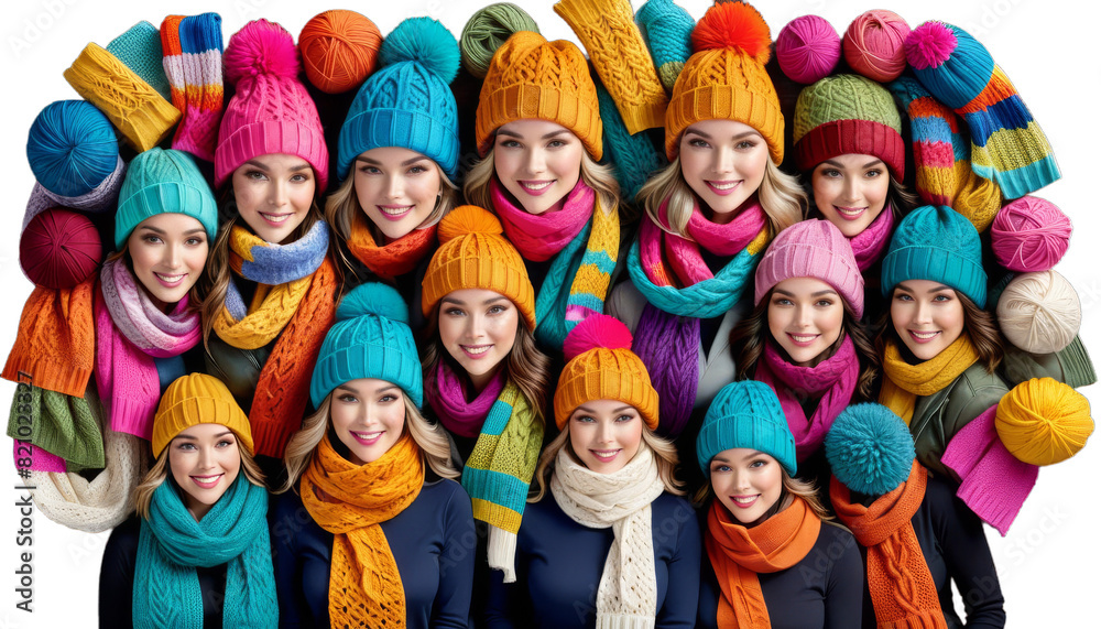 women hats custom sisterhood scarves kaleidoscope knitted vibrant woman group foulard adorned individuality showcase handcraft stylish fashion accessory warmth creativity diversity friendship oneness women hats custom sisterhood scarves kaleidoscope knitted vibrant woman group foulard adorned individuality showcase handcraft stylish fashion accessory warmth creativity diversity friendship oneness