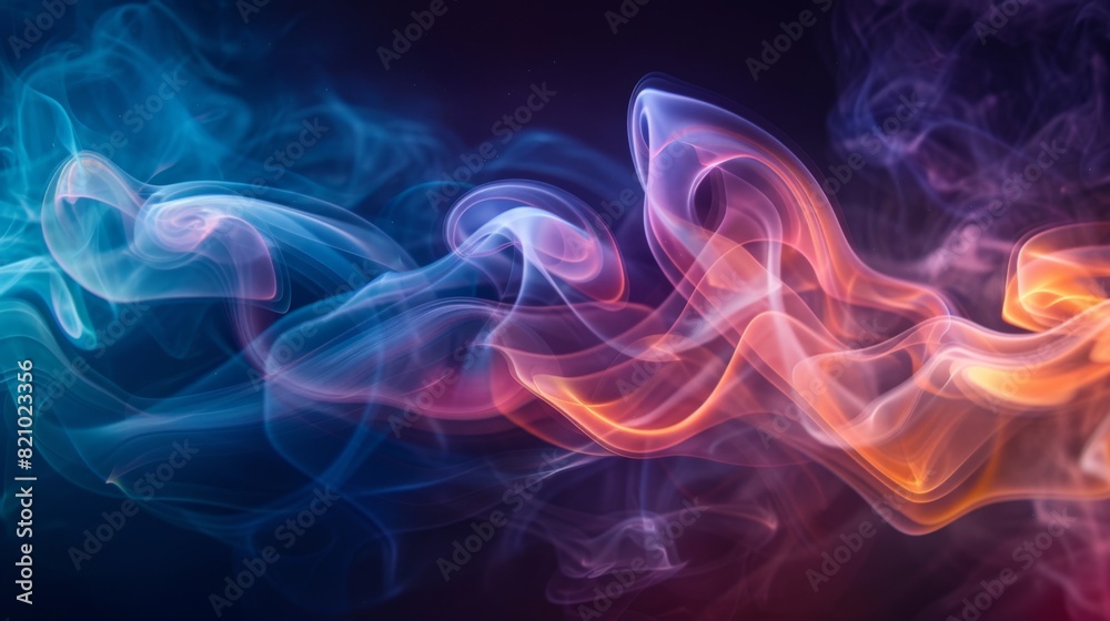 Close-up of colorful cigarette smoke patterns floating in the air. Close-up of colorful cigarette smoke patterns floating in the air.
