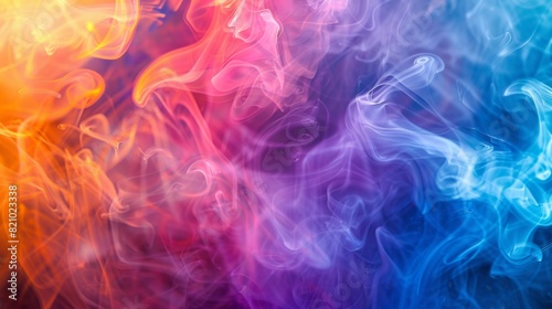 Close-up of colorful cigarette smoke patterns floating in the air.