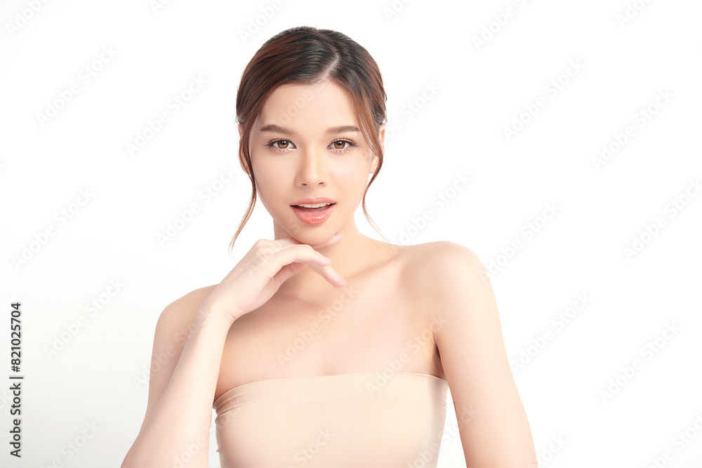 Beautiful young asian woman with clean fresh skin on white background, Face care, Facial treatment, Cosmetology, beauty and spa, Asian women portrait. Beautiful young asian woman with clean fresh skin on white background, Face care, Facial treatment, Cosmetology, beauty and spa, Asian women portrait.