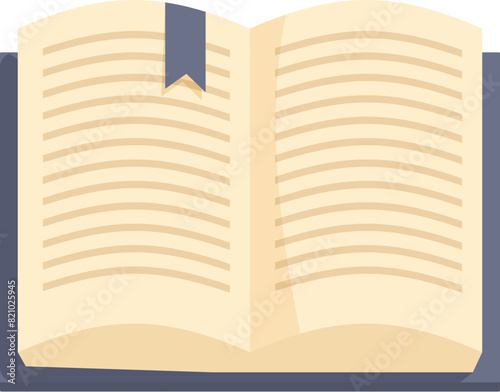 Vector illustration of an open book with bookmark on a white background