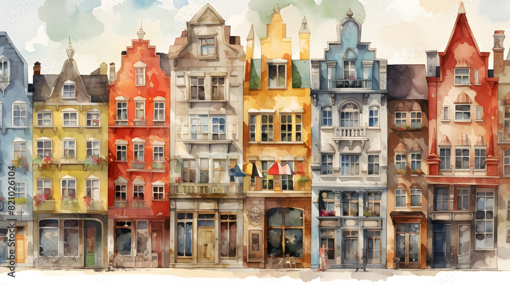 Fototapeta premium Shopping Districts Watercolor