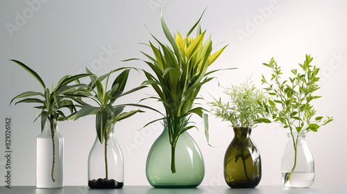 
3 vasos pequenos, médios e grandes, plantas, cenário de sala para o Dia dos Pais photo