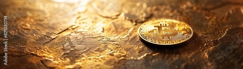 Golden bitcoin coin.