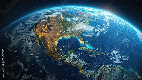 high resolution satellite view of planet earth focused on north and central america mexico usa canada alaska and greenland elements of this image furnished .illustration stock image