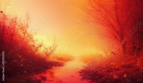 a water stream with a red background and a stream in the foreground photo