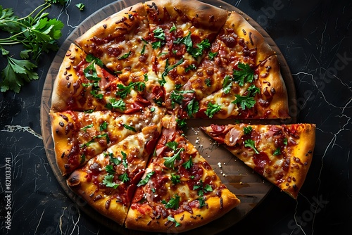 Appetizing Pizza with Vibrant Colors and Mouthwatering Toppings photo