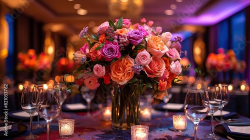 A vibrant  iridescent backdrop of cobalt hues sets an atmosphere of celebration..stock image