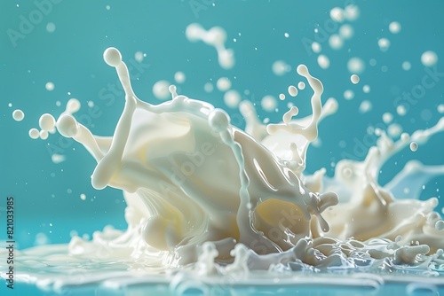 Milk splatters dynamically to create lovely shapes. Generative Ai