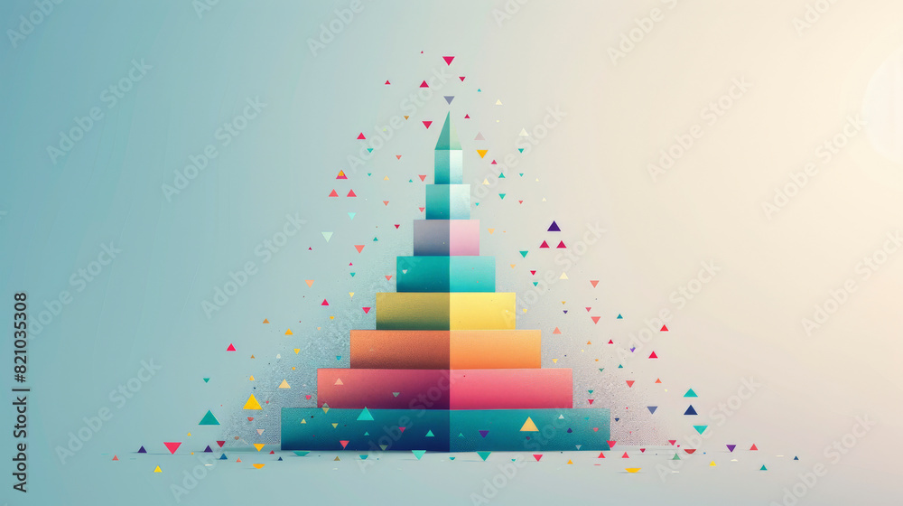 A colorful digital illustration of a stepped pyramid with scattered geometric shapes against a serene backdrop, symbolizing growth, creativity, or data hierarchy. A colorful digital illustration of a stepped pyramid with scattered geometric shapes against a serene backdrop, symbolizing growth, creativity, or data hierarchy.