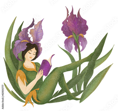 Iris girl reading a book