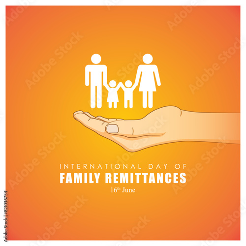 Vector illustration of International Day of Family Remittances 16 June social media feed template