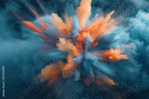 orange and blue powder explosion  photo
