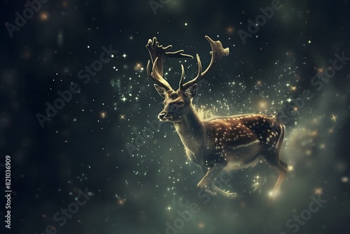 a deer floating in the sky photo