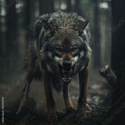 Facing an Angry Lone Wolf in the Forest