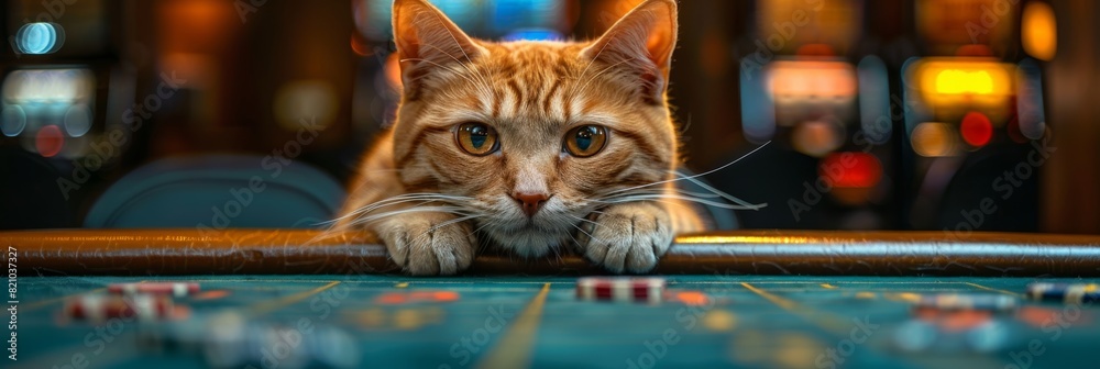 Casino Night: Suave Feline Gambler in Action Generative AI