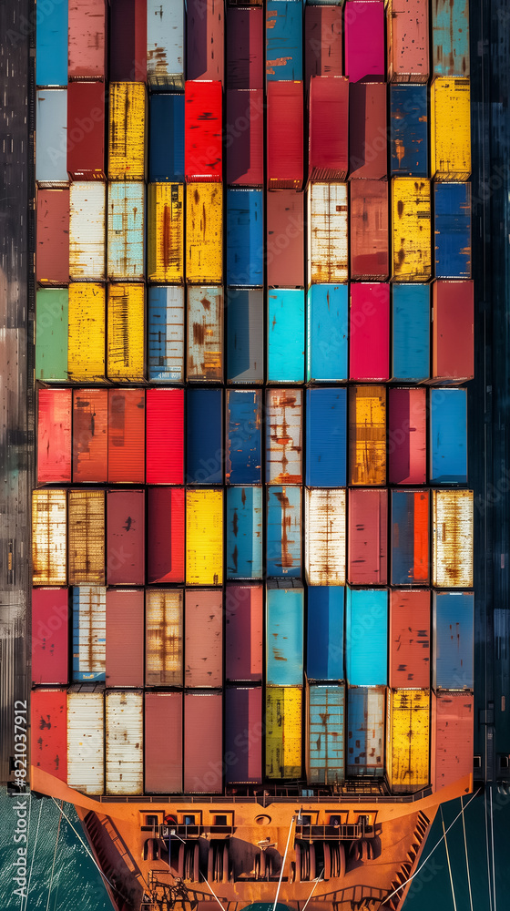 Fototapeta premium aerial scene of a cargo ship
