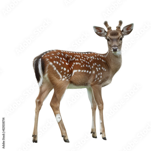 Surprised deer with alert posture die cut PNG style isolated on white and transparent background