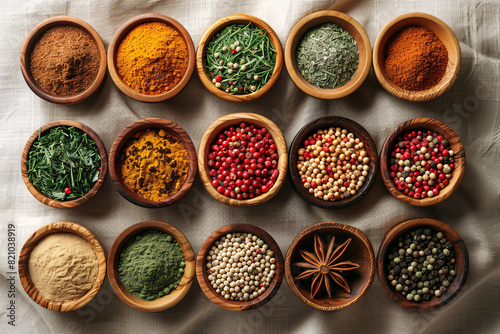 top view of assortment of differrent spices