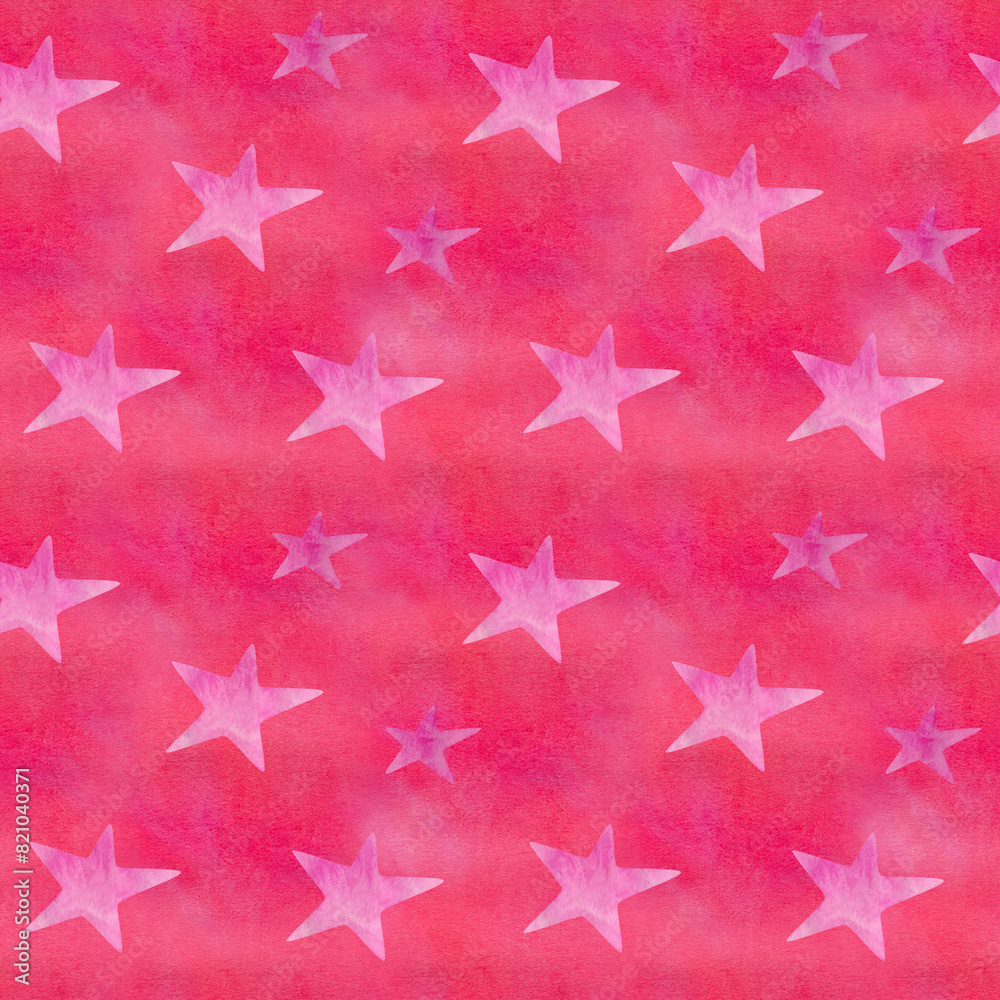 y2k pink background. Seamless watercolor pattern in bright pink and red colors with stars and paper texture y2k pink background. Seamless watercolor pattern in bright pink and red colors with stars and paper texture