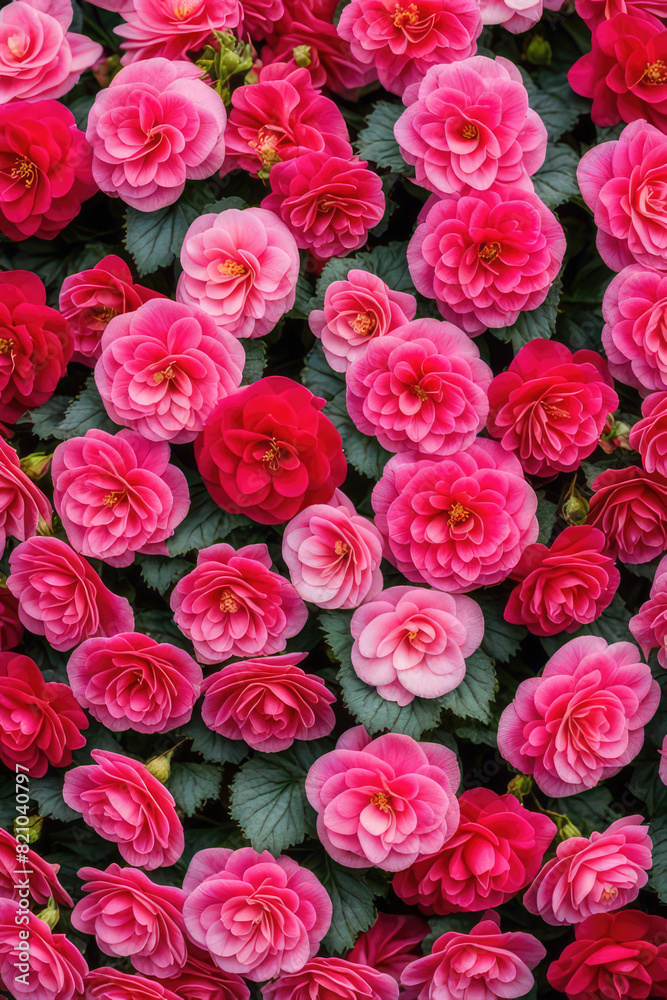 Pattern of beautiful natural red and pink begonia flowers texture full blooming in flower garden for background and wallpaper Pattern of beautiful natural red and pink begonia flowers texture full blooming in flower garden for background and wallpaper