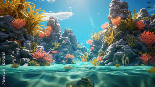 Serene Underwater Landscape with Sunrays photo