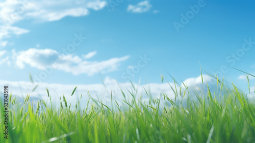 Serene Blue Sky and Fresh Green Meadow