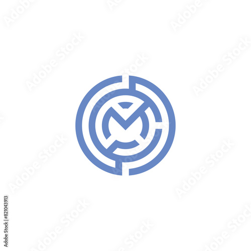 letter M maze simple sleek geometric creative modern logo design