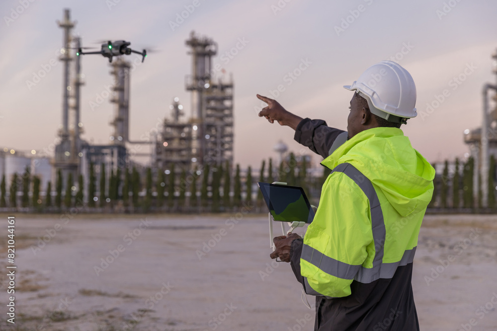 Engineer surveyor team Use drone for operator inspecting and survey construction site. Surveyors or explorer use drones to view construction sites or check security Engineer surveyor team Use drone for operator inspecting and survey construction site. Surveyors or explorer use drones to view construction sites or check security