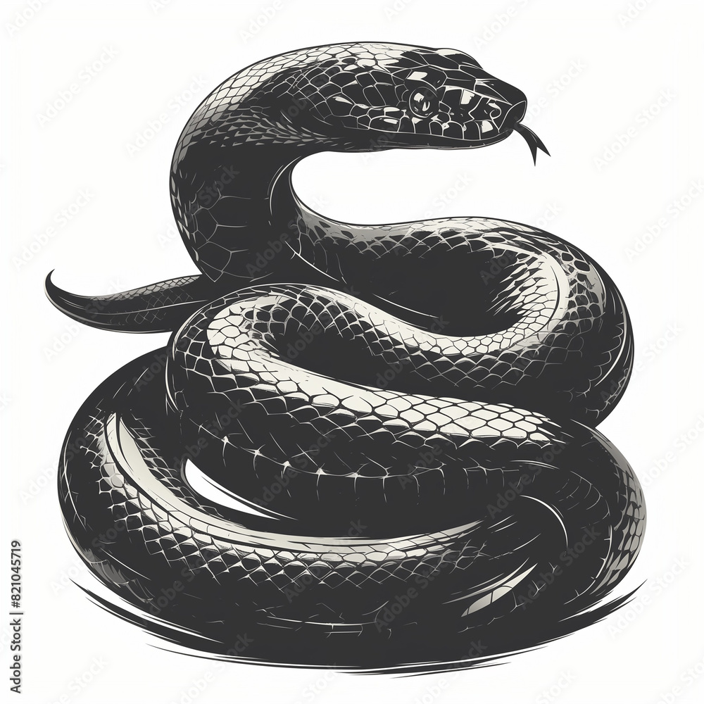 Fototapeta premium Snake illustration concept graphic design. Raster bitmap digital art. AI artwork. 