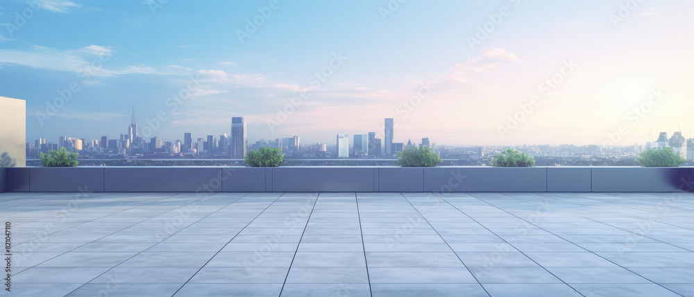 Serene Cityscape from a Modern Rooftop