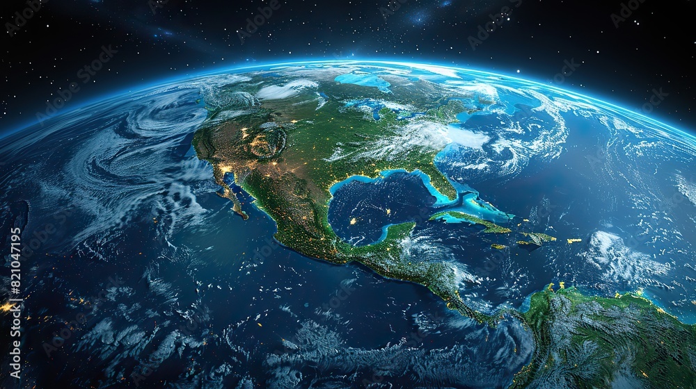 Obraz premium physical map of planet earth focused on north america usa canada mexico and central america elements of this image furnished .stock photo