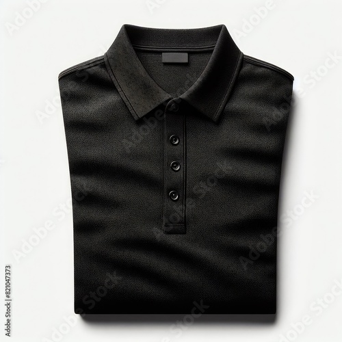 A black polo shirt isolated on a white background © Mo Stock